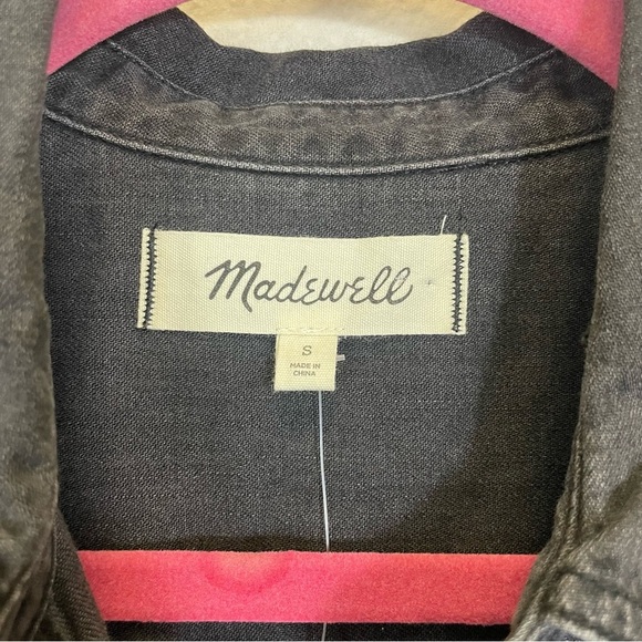 NWT Madewell Denim Popover Top Long Sleeve in Black Wash Size Small - Picture 5 of 14